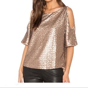 NWT Splendid Sequin Cold Shoulder Top SIZE Small